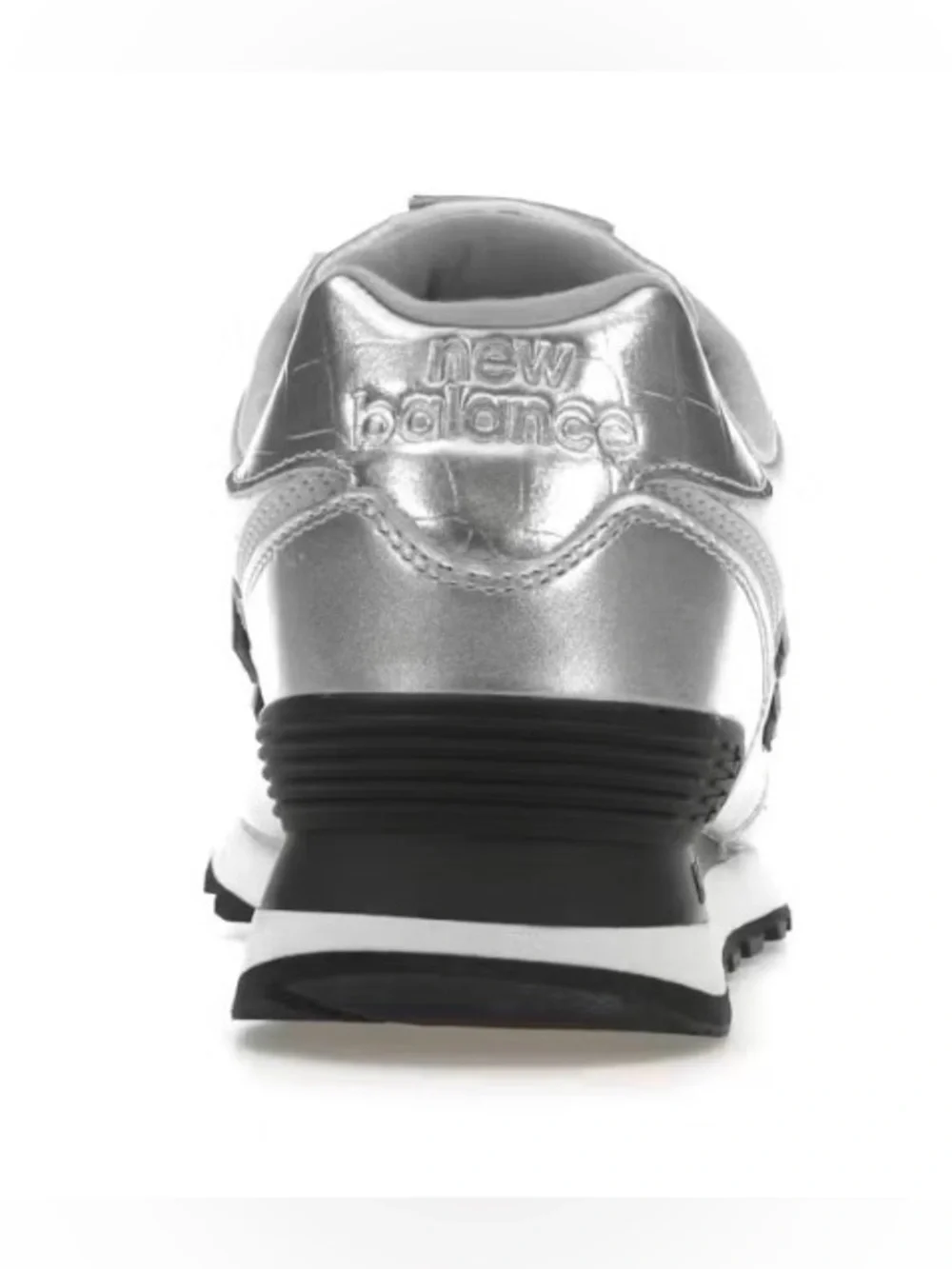 New Balance 574 Women's Silver Metallic Lace-Up Sneakers